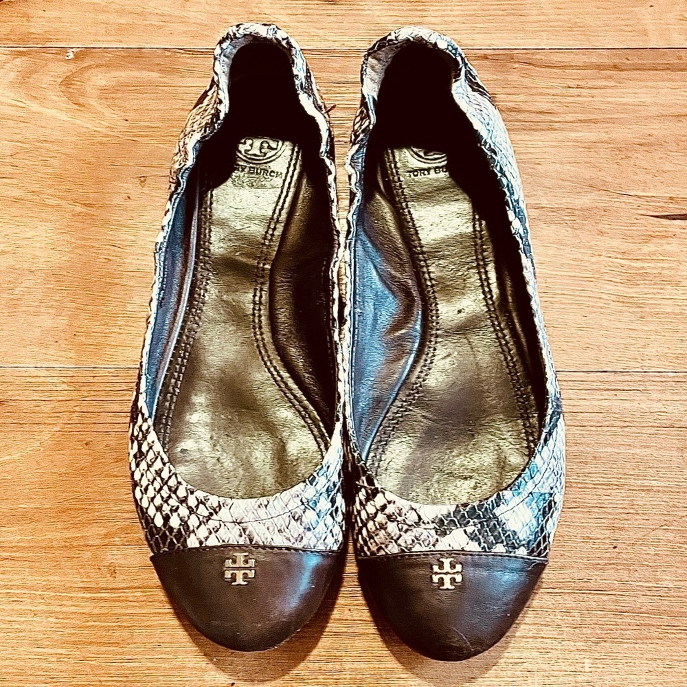Tory Burch Python Embossed Leather Ballet Shoes 6M - Picture 6 of 7